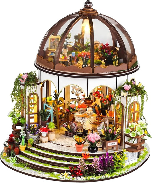 Kisoy DIY Miniature House Kit, Tiny House Building Kit with Furniture and LED Light for Adults and Teens, DIY Mini House Craft Kit, Decorations/Gifts for Family and Friends（Hanging Garden）