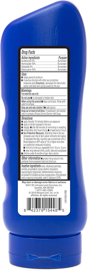 Amazon Brand - Solimo Sport Sunscreen Lotion, SPF 30, Reef Friendly (Octinoxate & Oxybenzone Free), Broad Spectrum UVA/UVB Protection, 8 fl oz (Pack of 2)