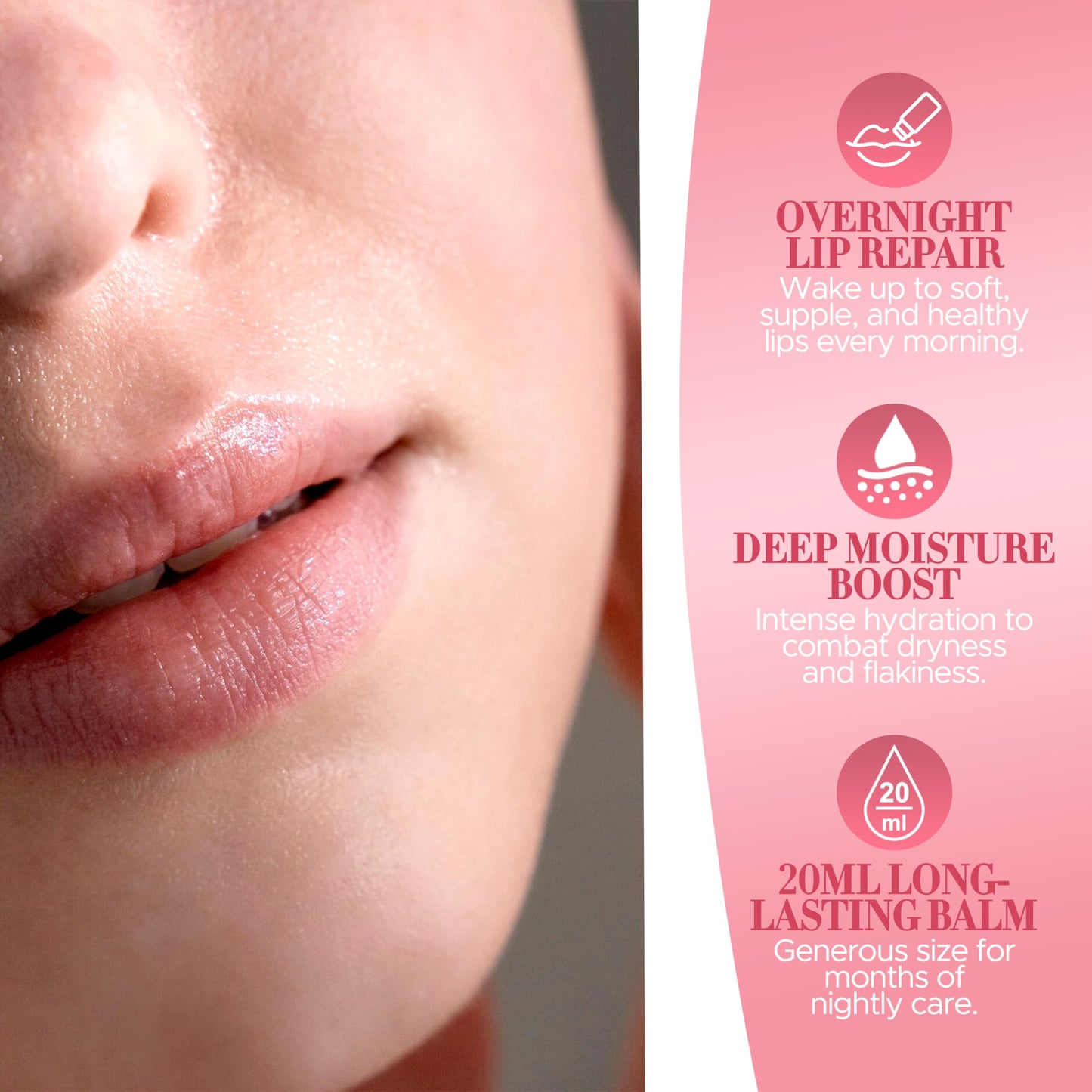 Fenvorix Lip Sleeping Mask – Overnight Lip Mask for Dry Lips, Hydrating Vegan Balm with Berry, Peach & Honey, Smooth, Non-Sticky Night Treatment, 20ml