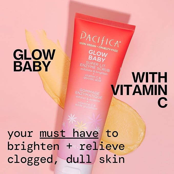 Pacifica Beauty Glow Baby Brightening Face Wash & Enzyme Face Scrub Set, Skincare, Vitamin C, Glycolic Acid, Vitamin E, Facial Cleanser, Exfoliator, Skin Care, Vegan, 5 fl oz and 4 fl oz (Set of 2)