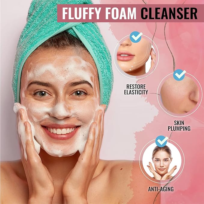 Korean Face Wash for Sensitive Skin - Water Based Bubble Skincare Cleanser - K Beauty Natural Acne Foaming Cleaner - Hydrating Skin Care Cleansing Foam with Low pH - Collagen