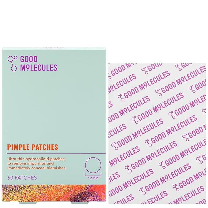 Good Molecules Pimple Patches 60 Pack - Ultra-Thin Hydrocolloid Acne Patches To Conceal Breakouts, Blackheads, and Blemishes - Acne Spot Treatment, Skin Care For Face