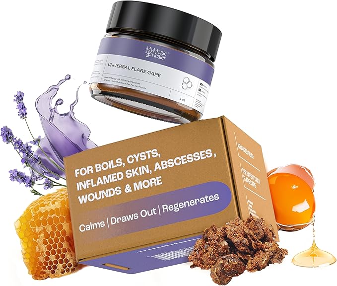 Universal Flare Care | Drawing Salve for HS, Boils, Cysts, Hemorrhoids, Pilonidal Cyst, Abscess | Anti-Chafing, Wound Care, Relief for Itching Skin w/Propolis & Egg Yolk Extract 1 oz