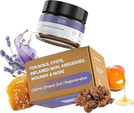 Universal Flare Care | Drawing Salve for HS, Boils, Cysts, Hemorrhoids, Pilonidal Cyst, Abscess | Anti-Chafing, Wound Care, Relief for Itching Skin w/Propolis & Egg Yolk Extract 1 oz