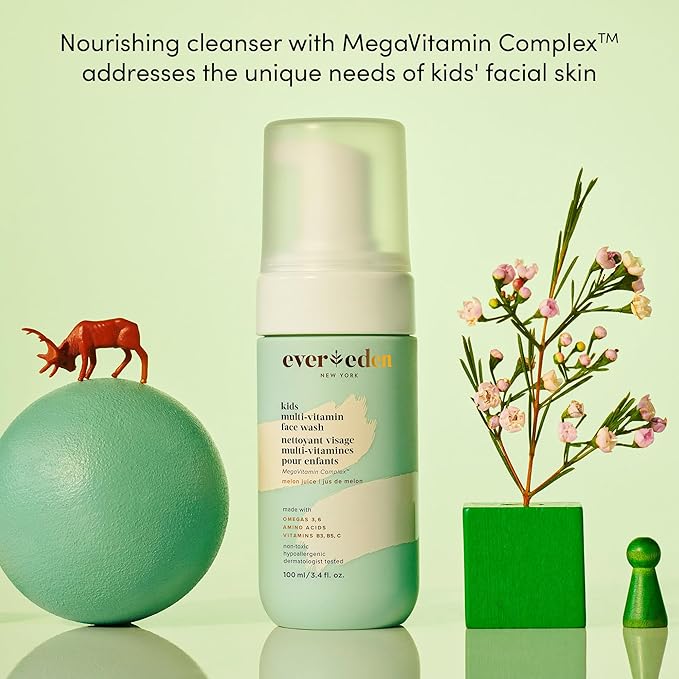 Evereden Kids Face Wash: Melon Juice, 3.4 fl oz. | Gentle Skin Care | Clean and Non-toxic Face Wash | Multi-Vitamin Kids Skin Care