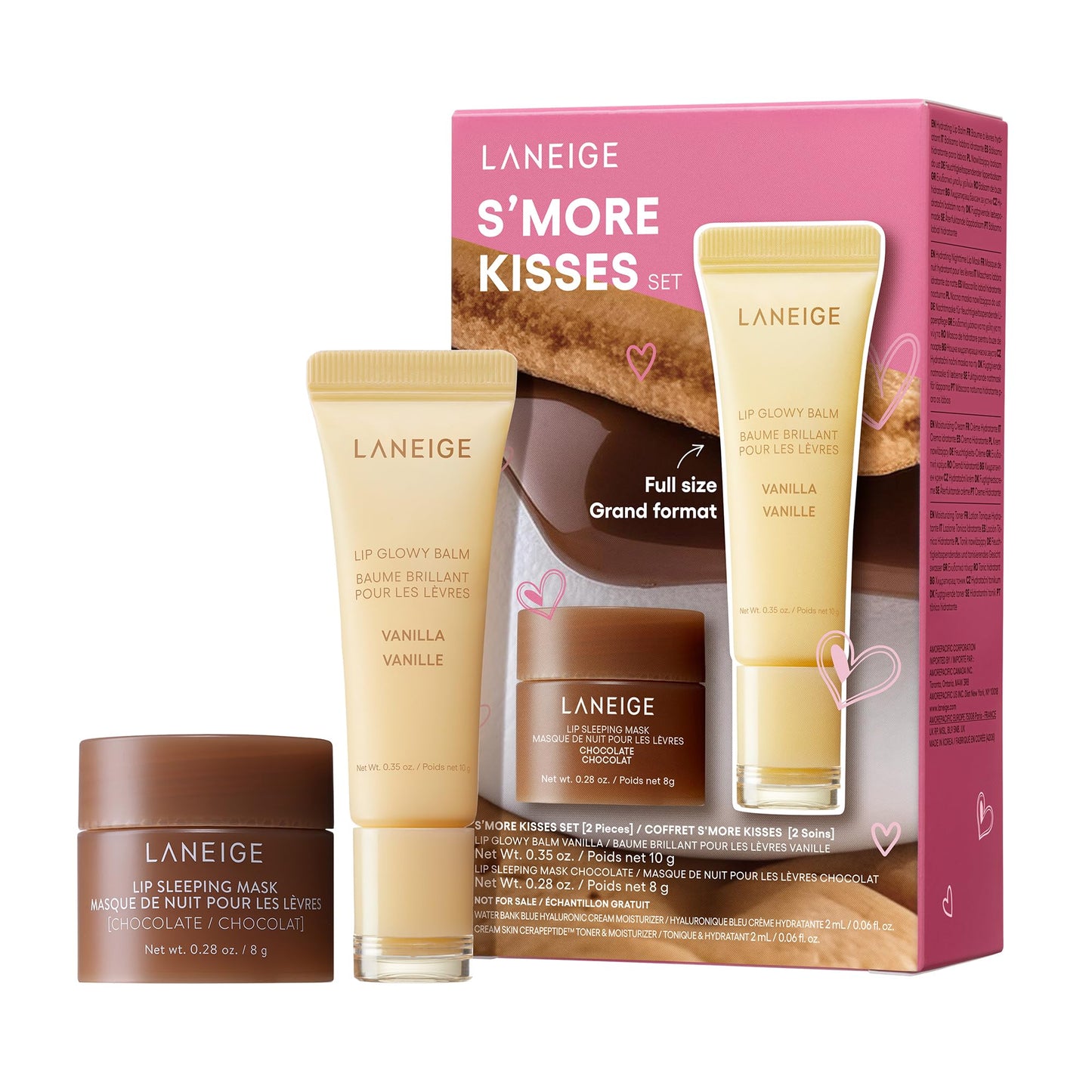 LANEIGE S’more Kisses Set: Hydrating Chocolate Lip Sleeping Mask & Vanilla Lip Glowy Balm