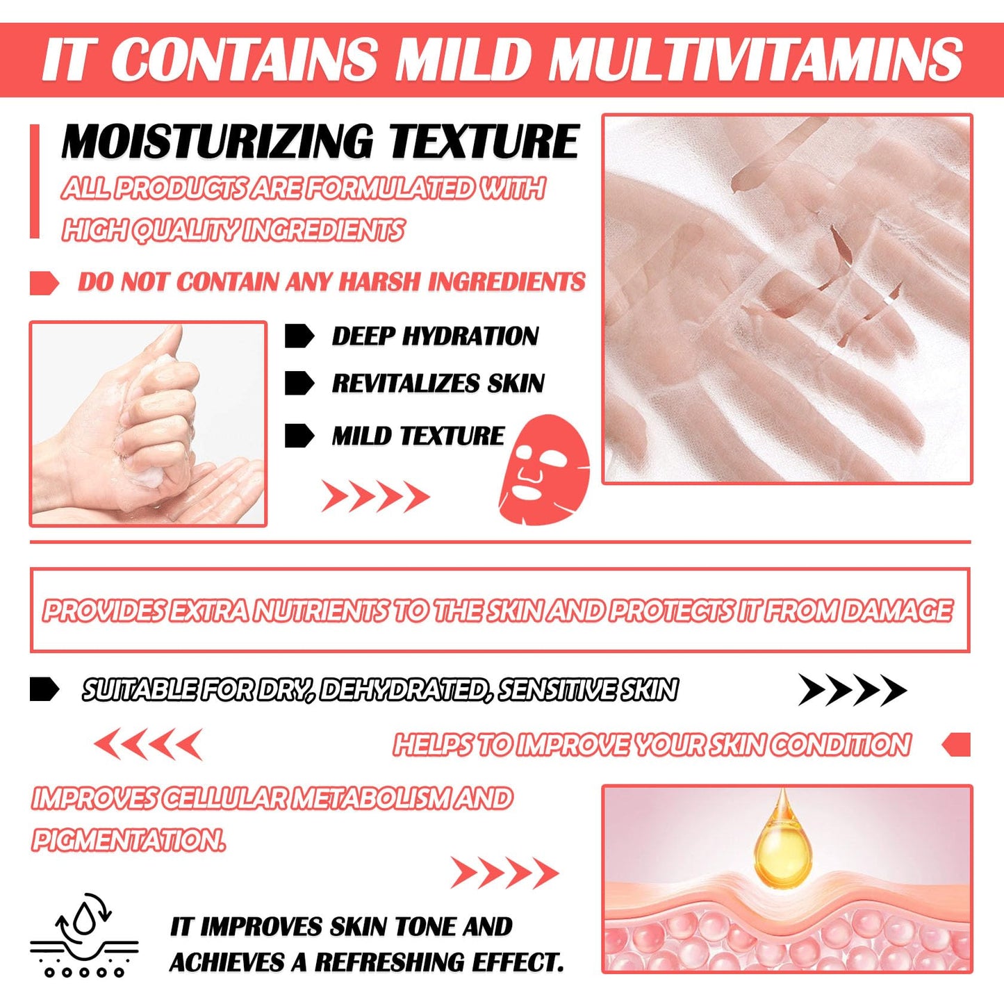 XMXueMei 20 Pcs Facial Sheet Mask Combo,Hydrating Face Mask,Easy to Use,Moisturizing Daily Sheet Mask