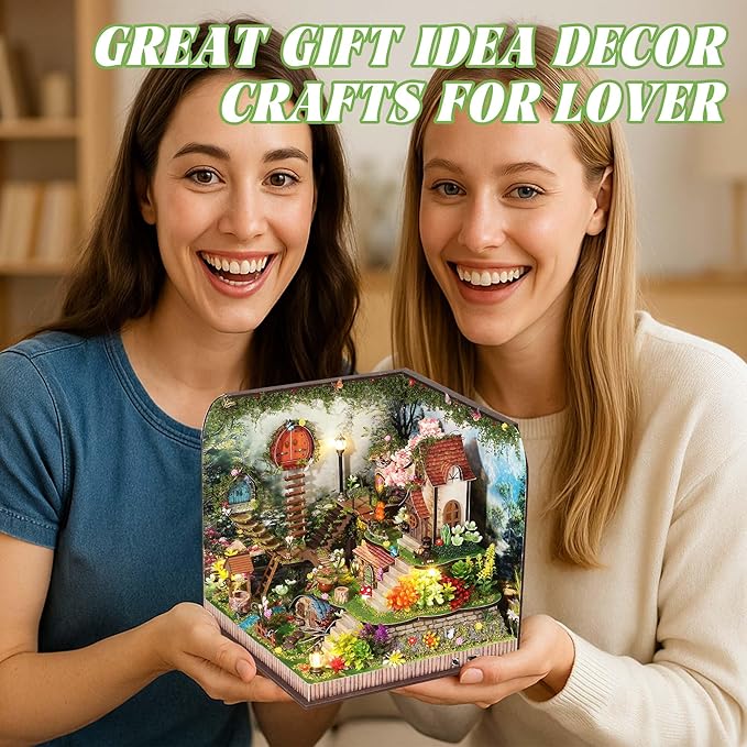 Kisoy DIY Miniature House Kit, Tiny House Building Kit with Furniture and LED Light for Adults and Teens, DIY Mini House Craft Kit, Decorations/Gifts for Family and Friends (Whispering Woods)