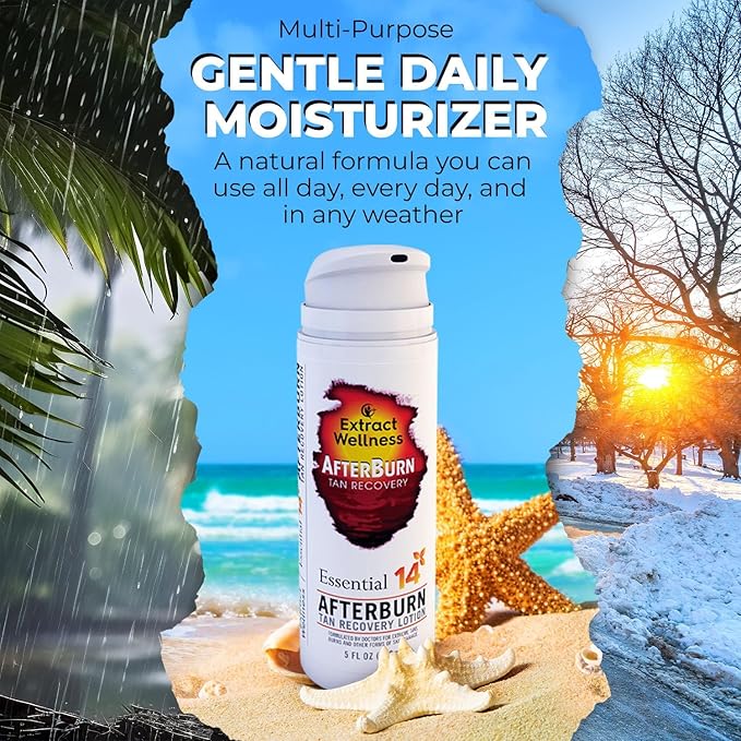 All-in-One AfterBurn Tan Recovery Lotion – Doctor-Formulated Aftersun Lotion w/Natural Ingredients & 14 Essential Oils for All Ages – After Sun Care for Deep Hydration & Peeling Minimization