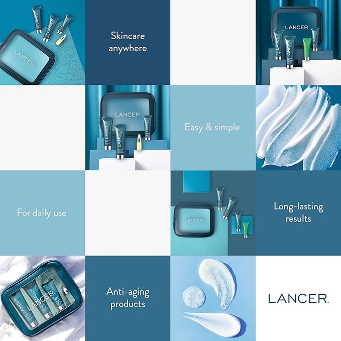 Lancer Skincare The Method Intro Kit, 3-Step Facial Exfoliator, Cleanser, and Moisturizer Kit for Oily or Congested Skin