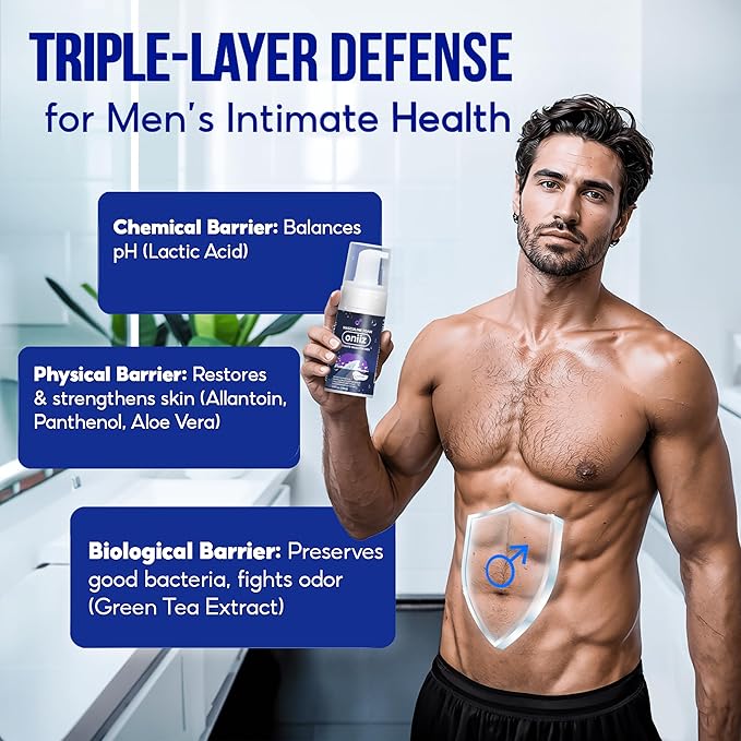 Masculine Foam Perfume | 3-Barrier Intimate Protection | Gentle Intimate Wash for Men | Natural Ingredients | pH Balance | Sweet & Alluring Aroma | Prevents Odor & Itching 3.38 fl. oz