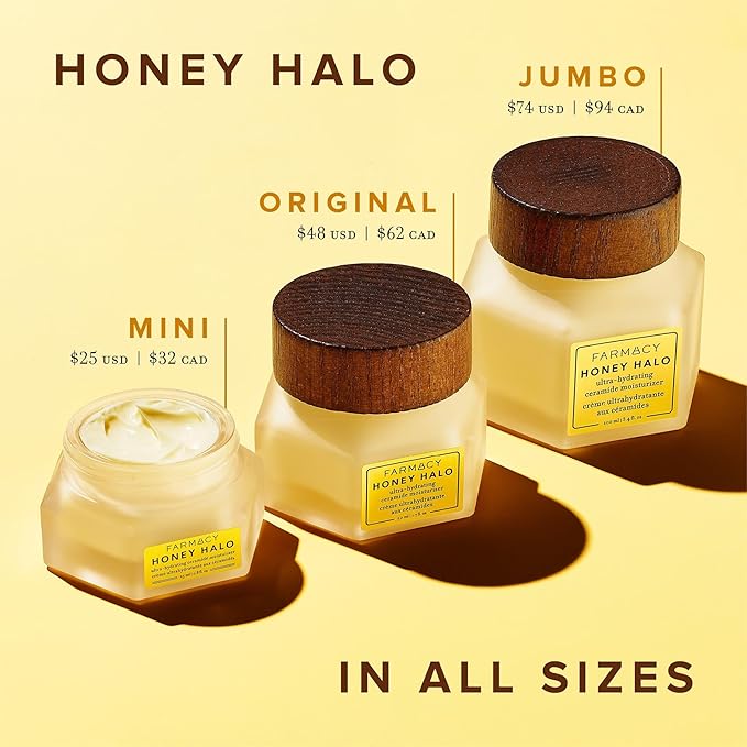 Farmacy Ceramide Face Moisturizer - Honey Halo Hydrating Facial Moisturizer for Dry Skin - Plumps, Soothes + Restores Skin with Potent Ceramides + Buckwheat Honey for a Dewy, Healthy Glow (25ml)