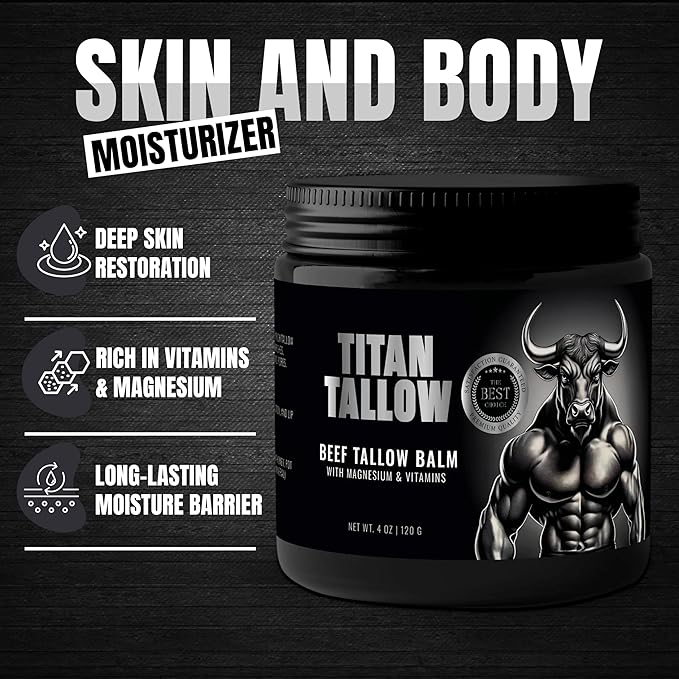 Beef Tallow for Skin, Face & Body Balm with Magnesium for Sleep, Leg Cramps & Pain, Muscle Relaxation, Moisturizing Topical Cream - Organic Grass-Fed & Grass-Finished Tallow, Manuka Honey Lotion