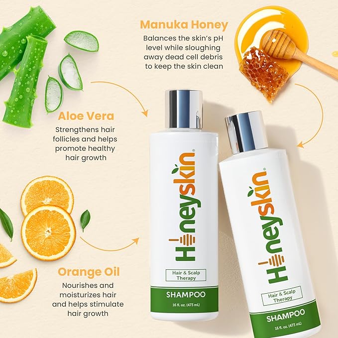 Hair Growth Shampoo for Women with Manuka Honey - Best Shampoo for Thinning Hair and Hair Loss - Sulfate-Free Shampoo for Color-Treated hair and Dry Scalp Hydrating Shampoo (16 oz)