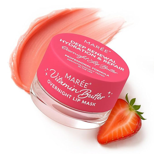 MAREE Lip Moisturizer - Lip Mask Overnight - Moisturizing Lips Butter Balm with Hyaluronic Acid - Lip Sleeping Mask - Lip Moisturizer For Very Dry Lips Care - Hidratante de Labios Care Products