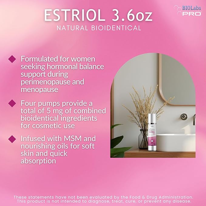 UltraSpa Skincare BIOLabs PRO Natural Bioidentical Estriol Beauty Cosmetic Cream For Women, Three Month Supply (3.6 oz)
