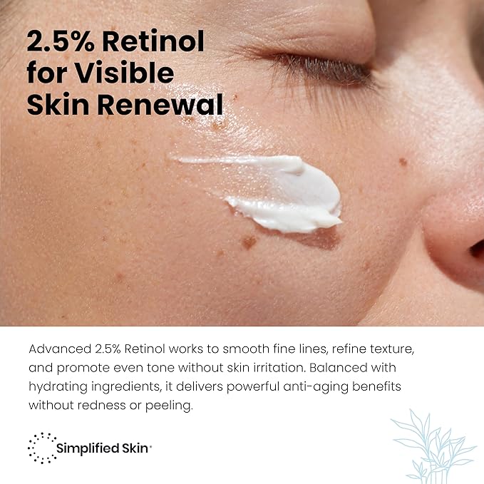 Retinol Cream for Face – 2.5% Retinol Moisturizer for Fine Lines, Firming & Collagen Boost – Anti-Aging Night Wrinkle Cream with Hyaluronic Acid – 1.7 Oz