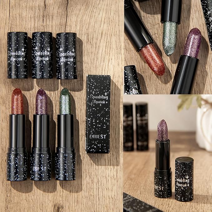3Pcs Glitter Jelly Lipstick Set, 3 Colors Glossy Glitter