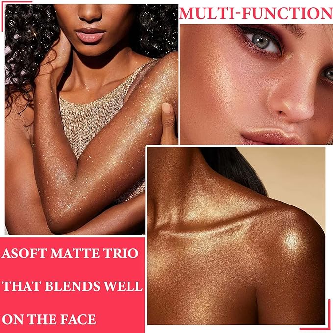 Face Glitter Blush Shimmer Waterproof Highlighter Blusher Powder,Facial