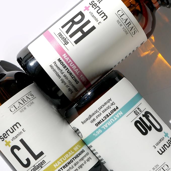 CLARA'S NEW YORK 100% Natural Rosehip Facial Oil Serum with Vitamin E – Hydrating, Anti-Aging Face Oil for Fine Lines & Wrinkles – Lightweight, Non-Greasy – 30ml – Made in USA