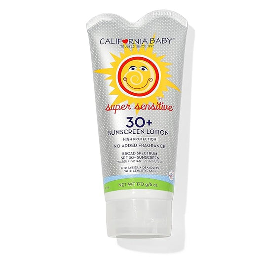 California Baby Super Sensitive SPF 30+ Sunscreen | Unscented | Mineral Based | Baby Sunscreen for Face + Body | Titanium Dioxide | 170 grams / 6oz