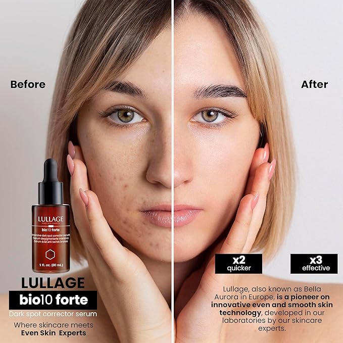LULLAGE Bio10 Forte Intensive Dark Spot Corrector Face Serum for All Skin Types - B-CORE 221 Technology Vitamin C Serum for Women, 1 Fl Oz Dropper Bottle