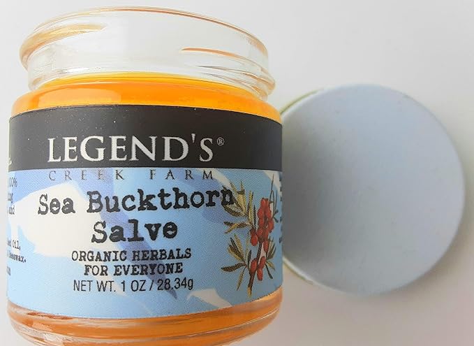 Legend's Creek Farm Herbal Salve - Healing Ointment with Sea Buckthorn Oil & St. John’s Wort - Natural Balm for Dry Skin & Skin Irritations - 1oz. Healing Balm Handmade in USA (Sea Buckthorn)