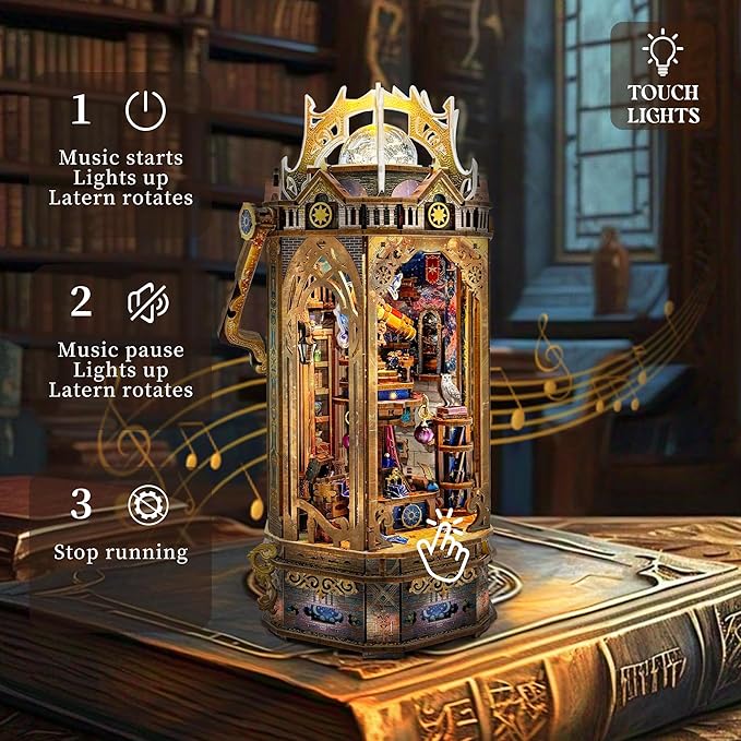 3D Wooden Puzzles for Adults 3D Puzzles Model kit Stress-Relief Toy with Mechanical Rotation Bookshelf Ideal Gift for Adults and Teens- The Lantern of Gaiaxy