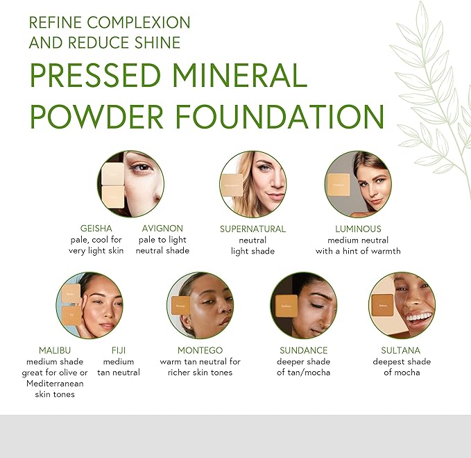 Honeybee Gardens Pressed Mineral Powder Foundation Refill, Supernatural, 8g