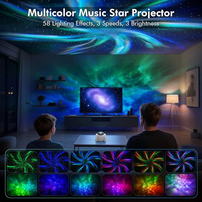 Rossetta Galaxy Projector, Star Projector for Bedroom with Bluetooth Speaker & White Noise, Remote, Timer, Night Light for Kids Room Decor, Party, Birthday & Christmas Gifts for Adults Teen Girls Boys