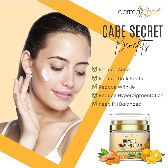 Turmeric Face Cream with 30% Vitamin C – Hydrating Glow Boosting Moisturizer for Normal, Dry, Oily, and Combination Skin – Organic Ingredients – 1.7 FL OZ
