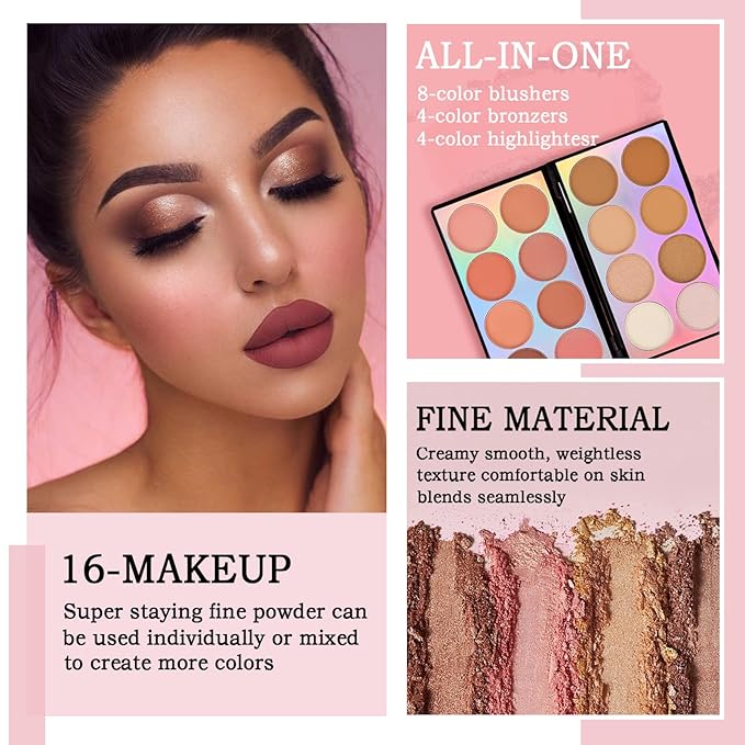 Coosa Blush Palette, Highlighter Contour Makeup Palette, Blush & Cheeks