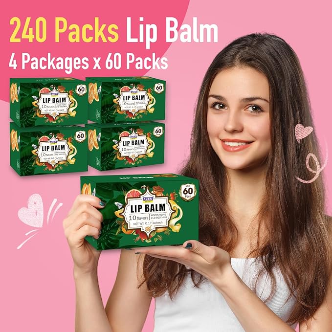 AZEN 240 Pack Lip Balm, Natural
