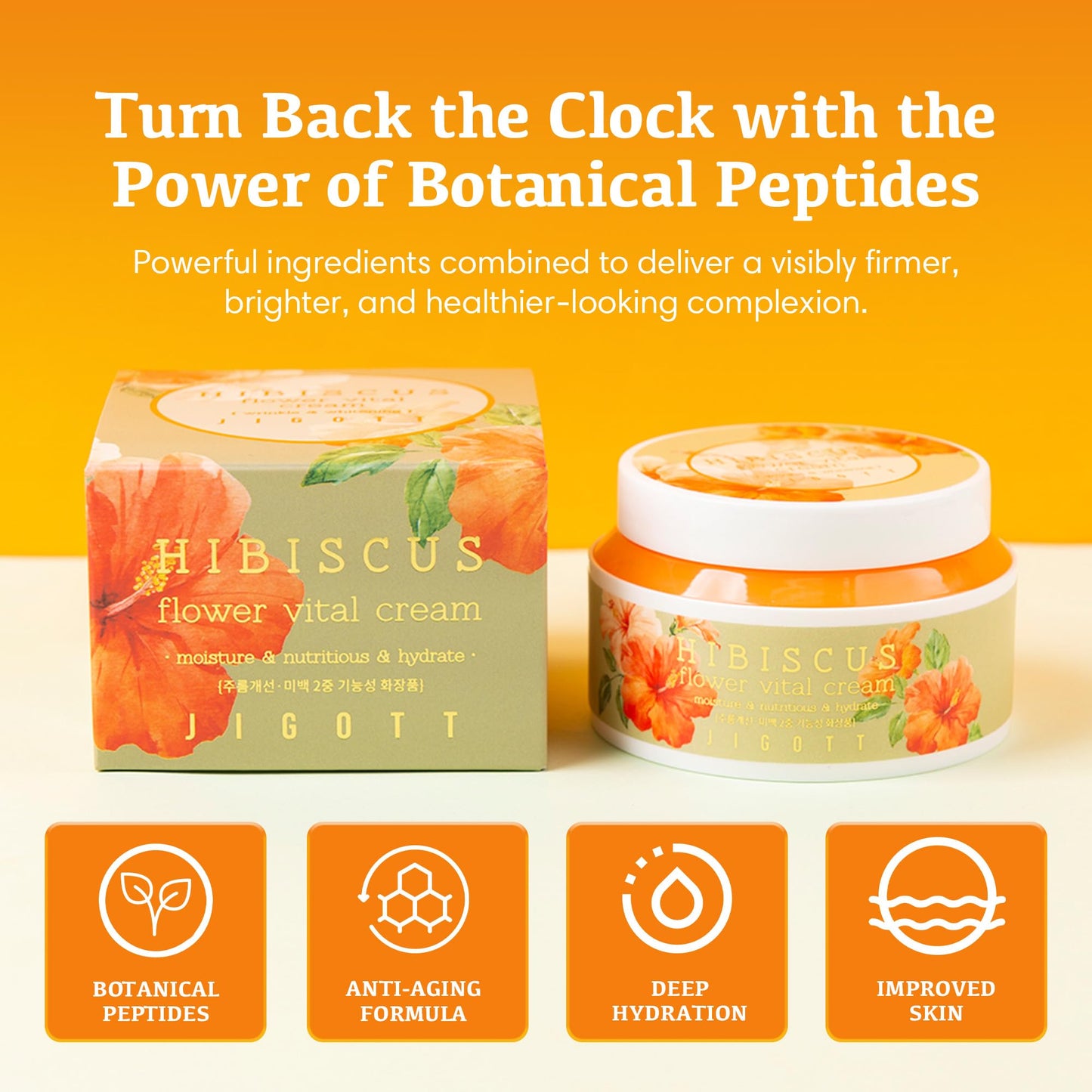 Jigott - Hibiscus Flower Vital Cream 3.38 FL OZ/ 100ml, K-Beauty Korean Skincare