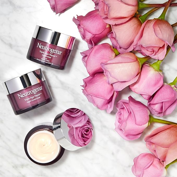 Neutrogena Triple Age Repair Face Moisturizer with SPF 25, 1.7 oz Jar, Anti-Aging Face Cream, SPF Moisturizer & Neck Cream, Anti Wrinkle Lotion for Dark Spots, Glycerin & Shea Butter