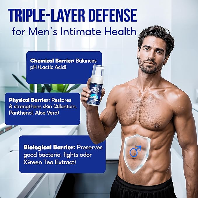 Masculine Foam Classical | 3-Barrier Intimate Protection | Gentle Intimate Wash for Men | Natural Ingredients | Refreshing Cool Sensation | Soothes, Deodorizes & pH Balanced 3.38 fl. oz
