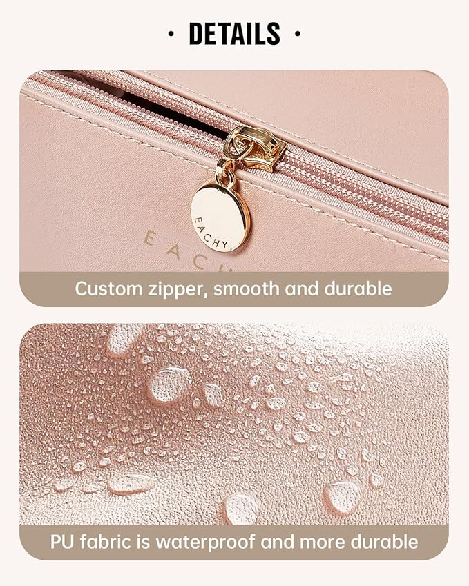 EACHY Travel Makeup Bag,Large Capacity Cosmetic Bags for Women,Waterproof Portable Pouch Open Flat Toiletry Bag Pattern Makeup Bag