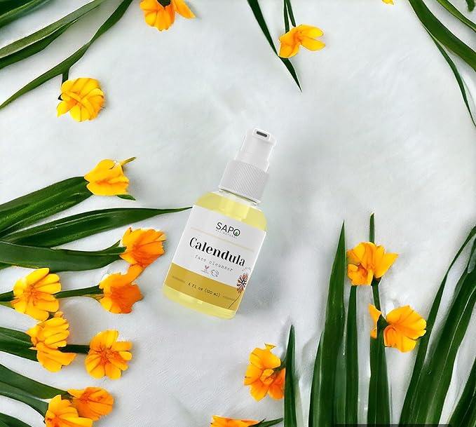 Calendula Face Cleanser - Hydrating Creamy Facial Wash with Hyaluronic Acid, Coconut Oil & Glycerin - Calming, Moisturizing & Vegan For Dry, Oily, Sensitive or Irritated Skin - 4 oz