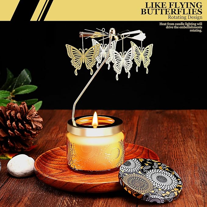 Rotatable Candle, Birthday Gifts for Women, Vanilla Cream Scented Candles Anniversary Christmas Thanksgiving, Butterfly Best Girl, Friends,Mom