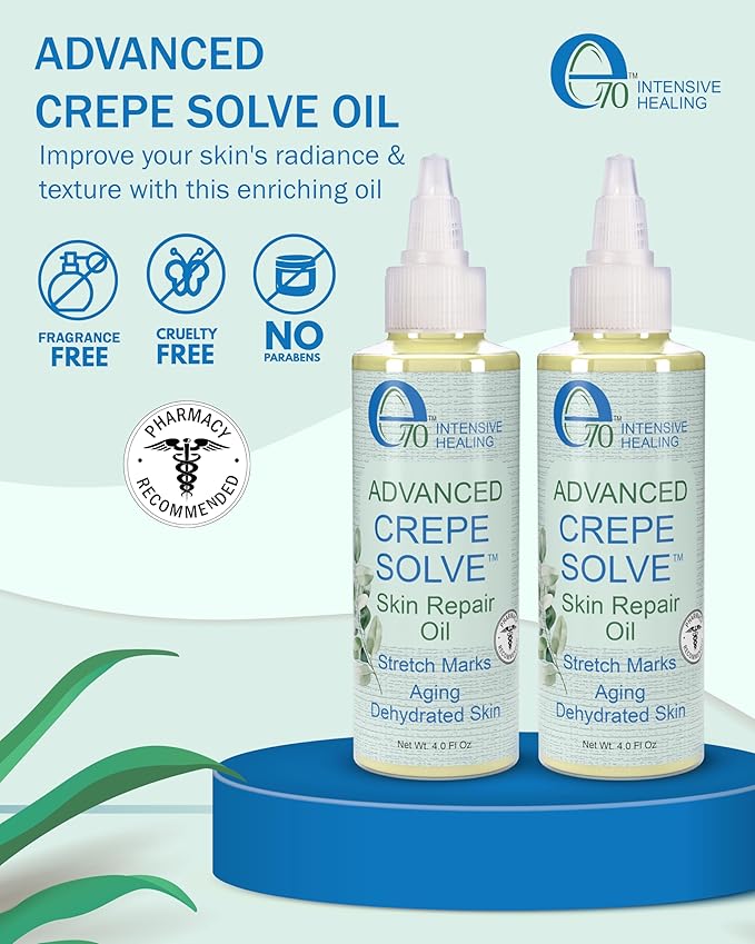 Advanced Oil Crepe Skin for Women & Men - Made with Natural Oils, Licorice Root & Chamomile Extract - Moisturizing Firming Oil for Skin Elasticity Made in USA, 2-Pack