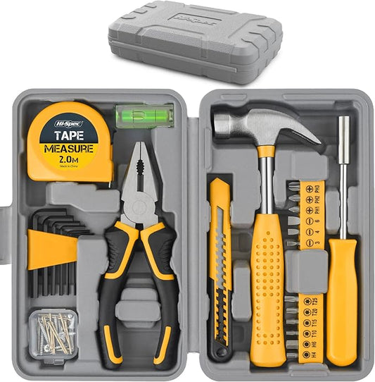 Hi-Spec 25pc Small Compact Hand Mini Tool Kit Set for Home and Office DIY. Household Basic Repairs in a Portable Toolbox Case