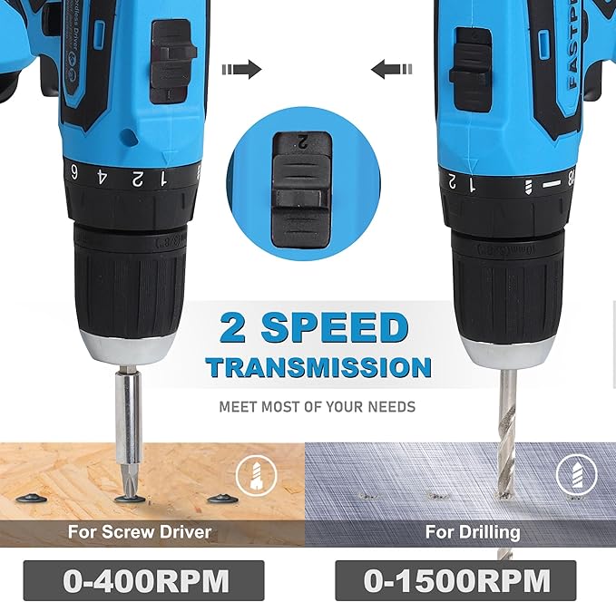 FASTPRO 232-Piece 20V Cordless Drill Driver & Home Tool Set, Home Repairing Tools Kit with Drill, 12-Inch Wide Mouth Open Storage Bag, Blue