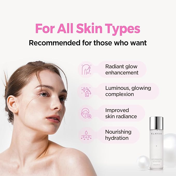 KLAVUU Deep Hydrating Milky Toner with Pearl Extract– Niacinamide, Hyaluronic Acid, Lightweight Facial Toner for Glass Skin and Wrinkle Care, Anti Aging, Korean Moisturizer Skincare for Women (4.76oz)