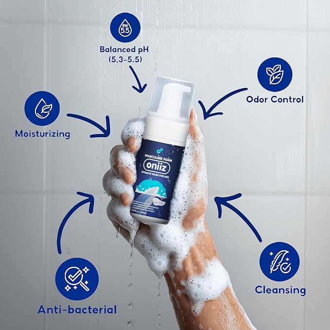 Masculine Foam Classical | 3-Barrier Intimate Protection | Gentle Intimate Wash for Men | Natural Ingredients | Refreshing Cool Sensation | Soothes, Deodorizes & pH Balanced 3.38 fl. oz