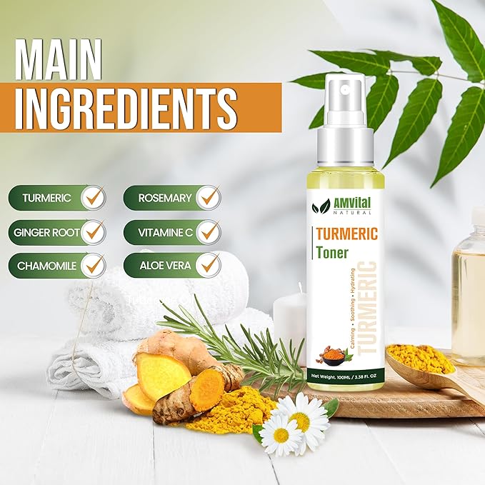 Turmeric Toner for Oily Skin - Natural Dark Spot Solution - Effective for Dark Spots and Acne - Revitalize and Balance with Herbal Ingredients