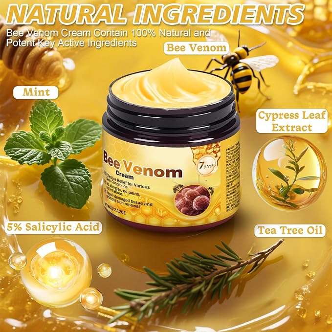 Bee Venom Skin Treatment Cream, 2025 New Professional Bee Venom Repair Cream, Advanced Firming & Wrinkle-Reducing Natural Skin Moisturizer for All Skin Types (2 Bottles)