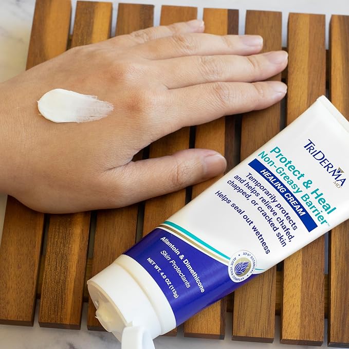 TriDerma Protect & Heal Non-Greasy Moisture Barrier Skin Protectant Incontinence Cream for Adult Diaper Rash, Chafing, Redness, Sensitive Skin with Dimethicone, Aloe Vera, FSA Eligible 4 oz