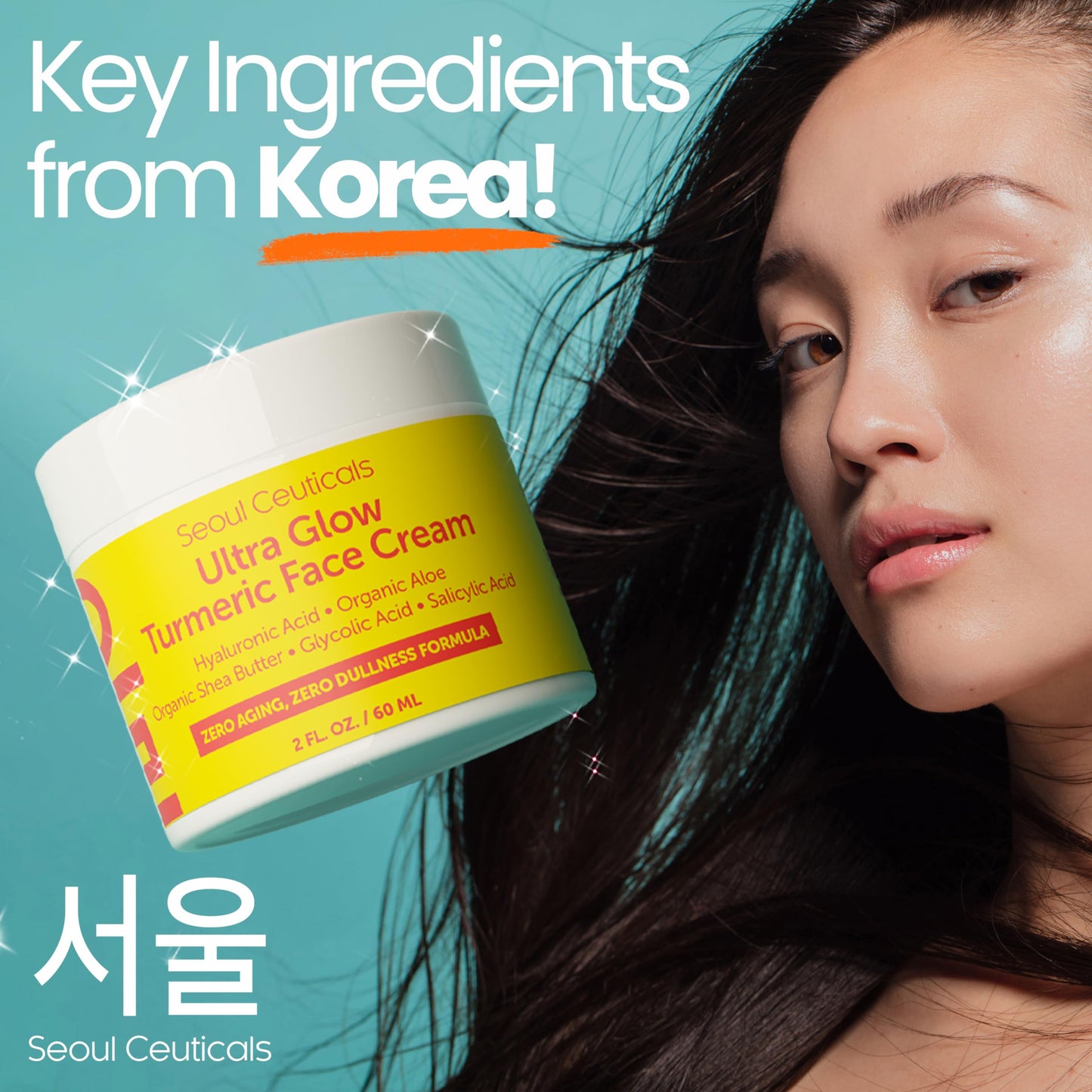 SeoulCeuticals Korean Skin Care Turmeric Cream – Face Moisturizer for Dull Dry Skin - Korean Skincare K Beauty for Glass Skin 2oz