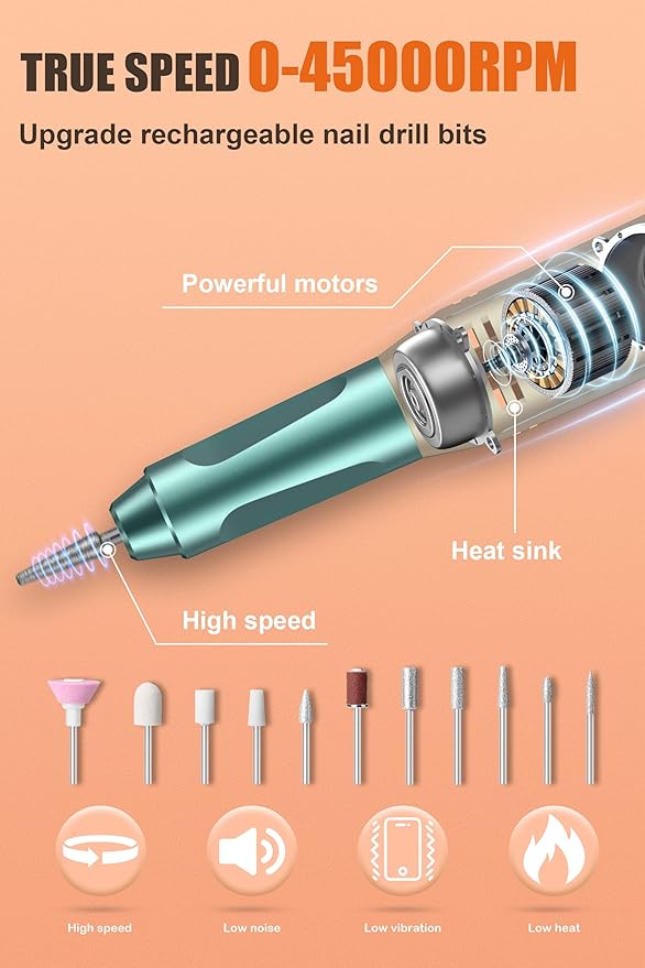 Electric nail drill professional, 45000rpm