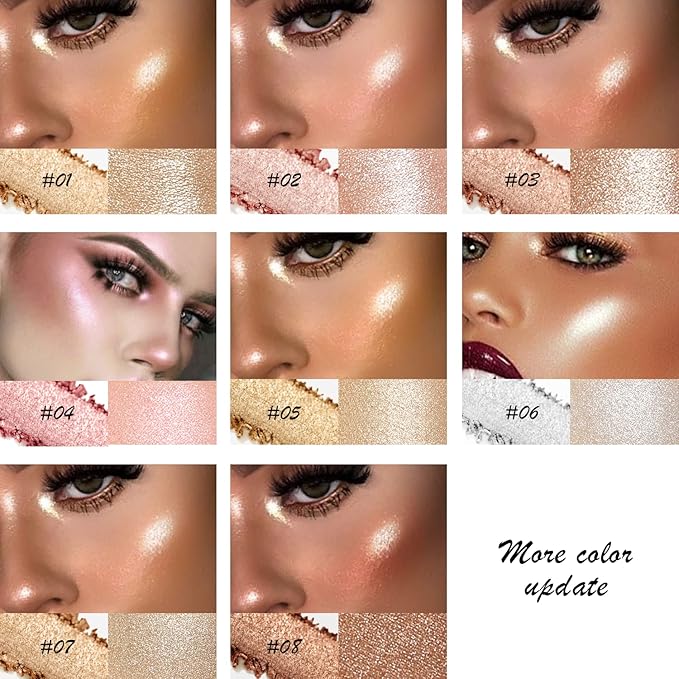Highlighter Shimmer Makeup Palette,Shimmering Glitter Shiny Powder for Gold Powder